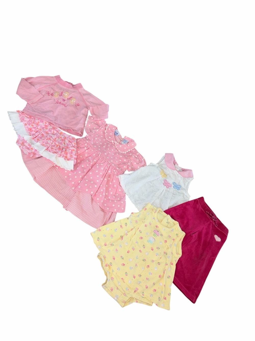 Vintage Y2K Baby Girls Bundle 12m Romper Dresses Cottagecore Summer Resortwear